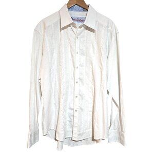 Robert Graham Men's White Long-Sleeve Button Shirt 2XL Wedding Jacquard Pattern